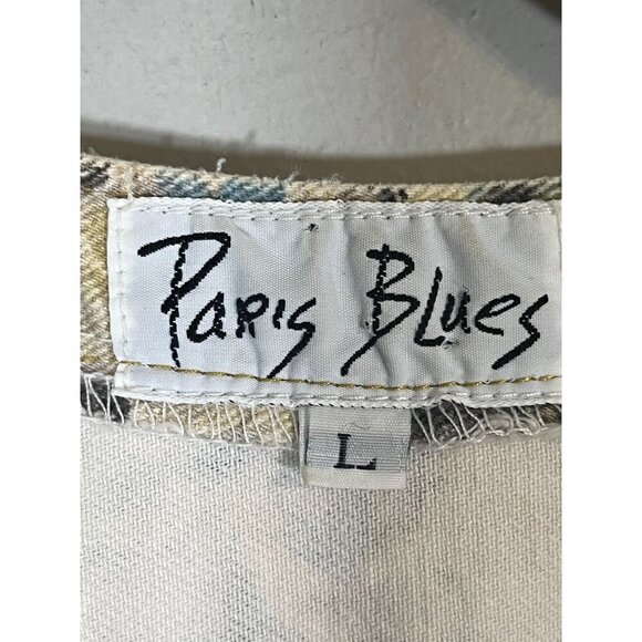 Retro Floral Crop Denim Jacket L Tan Tropical Preppy Chic Cottagecore 80s Artsy - Picture 3 of 11